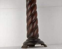 Large Hand Carved Wood Barley Twist Farmhouse Country Barn Style T Side Display Table Pedestal Plant Stand Small 60s - Etsy