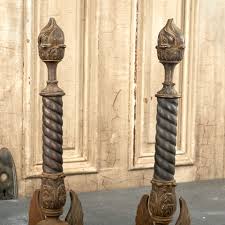 Antique Griffin Fireplace Andiron Fronts