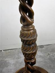 Hand Carved Wood Open Barley Twist Pedestal Display Side Table Plant Stand 22.8" - Collectors in the House
