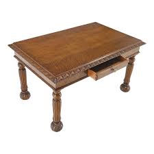 Heavy Fluted Carved Oak Legs 1 Drawer Arts & Crafts Desk ...