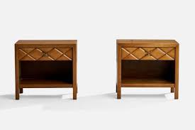 Widdicomb, Nightstands, Walnut, Brass, USA, 1950s at 1stDibs