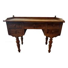 1900s Antique Rustic Pine Writing Desk With Turned Legs ...