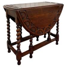 Antique English Demilune Table Drop Leaf Barley Twist w ...