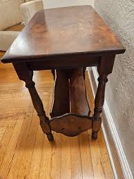 Antique Vintage solid wood side table with magazine rack for ...