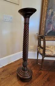 Antique Mahogany Pedestal Stand With Pineapple Base | Chairish