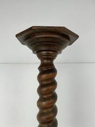 Hand Carved Wooden Barley Twist Pedestal Display Side ...
