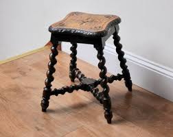 Antique Carved Oak Stool, Side Table, Plant Stand With Barley Twist Legs - Etsy