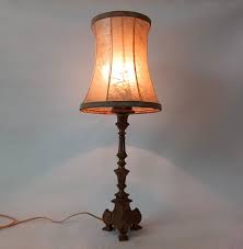 Antique Style Table Lamp Solid Brass Base Original Lampshade ...