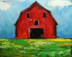 Landscape Painting 340 30x30 Inch Red Barn Original Oil Painting by Roz - Etsy