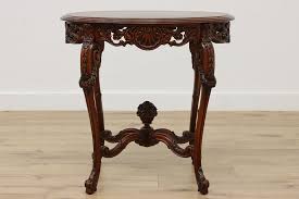 French Design Antique Parlor or Entry Table, Carved Flowers