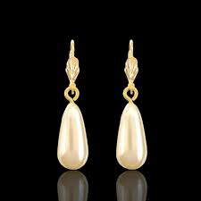 Oro Laminado Gold Filled Water drop Imitation Pearl Earrings ...