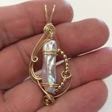 AAA Lustrous White Pearl Pendant #189 With Gold Beads. Set ...