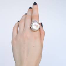 Vertical Asymmetrical Cultured Pearl Ring by Jamie Joseph ...