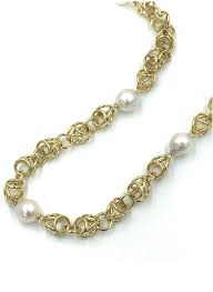 Buccellati Open Circle Ball Link and Pearl Necklace Solid 18 ...