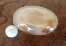 19th Century Chinese Carved Agate Stone Snuff Bottle with Jade Stopper | Chairish