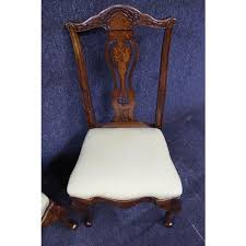 Late 20th Century Walnut Inlaid Queen Anne Style Side Chairs ...