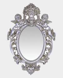 Decorative Oval Mirror Gold Frame Cherubs and Acanthus Leaves