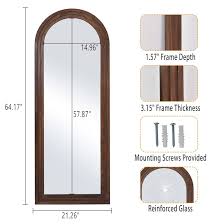 BEAUTYPEAK 21-in W x 64-in H Arch Brown Framed Full Length Floor Mirror SMYH2365B at Lowes.com