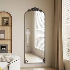 65"x22" Arched Full Length Mirror Metal Vintage Mirror Baroque Style,Black : Target