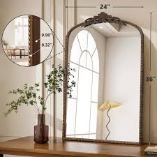 Micasso Traditional Ornate Metal Frame Arch Wall Mirror Baroque Vintage Vanity Mirror for Bathroom, Mantel, Bedroom, Antique Bronze 36"x 24": Buy Online at Best Price in UAE - Amazon.ae