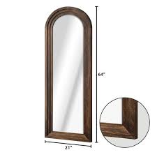 Dovelina 21 in. W x 64 in. H Arched Wooden Charcoal Framed Floor Mirror Standing Wall Mirror HD-2024022724 - The Home Depot