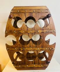 Vintage Wine Rack, Barrel Shaped, Pressed Wood and Hammered Tacks, Holds 8 Bottles - Etsy