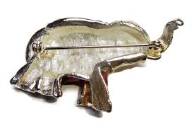 Vintage Silvertone Enamel & Rhinestone Good Luck Elephant ...