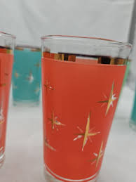 6 Vintage Bartlett Collins Atomic Star Drinking Glasses, Gold, Mid-century | eBay Australia