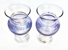 Vintage Bartlett Collins Iridescent Purple & Gold Glass Bud ...