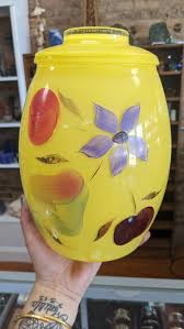 Vintage 1930 Bartlett Collins Hand Painted Glass Cookie Jar - Etsy