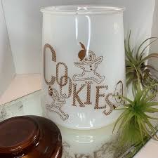 Tarro de galletas Bartlett Collins vintage de vidrio blanco y marrón - Etsy España