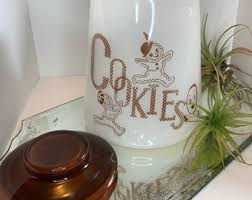 Bocal à biscuits vintage Bartlett Collins en verre blanc et marron - Etsy France