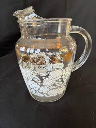 Bartlett Collins Vintage MCM Pitcher W/ Lip-gold/white Rose ...