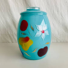 Lot #85 - Hand-Painted Bartlett Collins Aqua Turquoise Glass ...