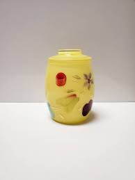 Bartlett Collins Glass Cookie Jar Yellow Gay Fad Print - Etsy