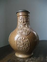 Vintage 'bartmann' Clay Tankard With Pewter Lid, From an ...