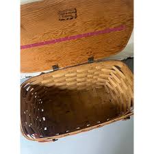 1940s Large Vintage Picnic Basket Woven Wood by Jerywill | Chairish