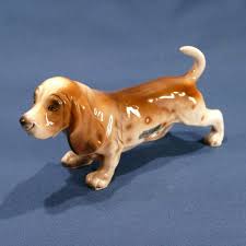Vintage 7" long Basset Hound Dog Porcelain Ceramic Figurine ...