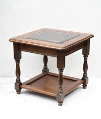 Vintage Eikenhouten Bijzettafel Met Geslepen Glas | Klassiek ...