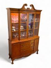 Sold at Auction: TIGER MAPLE CLAW FOOT CHINA CABINET