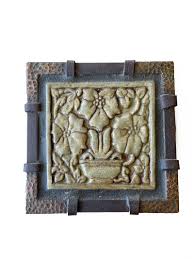 California Floral Pot Copper Corner Iron Tile Wall Plaque | Bushere & Son Iron Studio Inc.