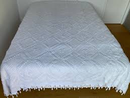 Very Superb ! French Vintage White Bedspread, Handmade Lace ...