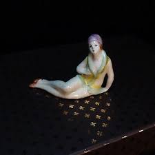 Antique Bathing Beauty Figurine Doll glazed porcelain art ...