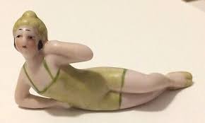 Antique Bisque Bathing Beauty Green Swimsuit Flapper Girl ...
