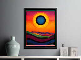 Abstract Vibrant Sunrise Sunset Landscape Art, Good Vibes ...