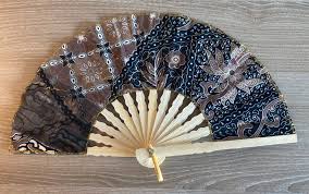 Fan Hand Bamboo Cloth Black Handmade Indonesia New Avenico ...