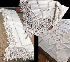 15Pc BOX LOT* Antique 1920s BATTENBURG TAPE LACE Mantle Scarf, IRISH LINEN Table | eBay