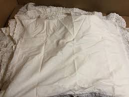 Vintage Cream EYELET LACE TRIM PILLOW 4x PIECE SET 25"x19" W ...