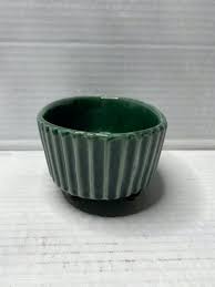Hull USA Pottery Dark Green Ribbed Oval Planter Bowl F39 | eBay