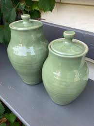 Matching Set of Ceramic Jars in Jade - Etsy